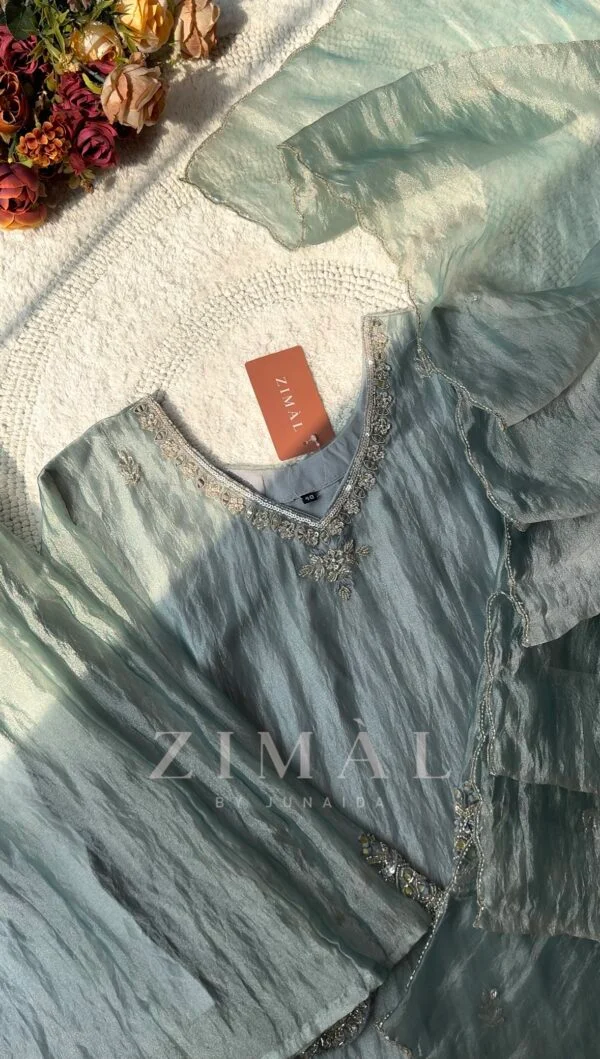 crushed tissue silk hand work straight cut top with crushed tissue palazzo bottom crushed tissue silk hand work straight cut top with crushed tissue palazzo bottom